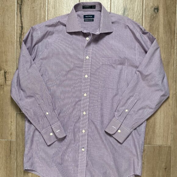NWOT Nautica Premium Non-Iron Men's Dress Shirt in Mini Gingham - Picture 1 of 5